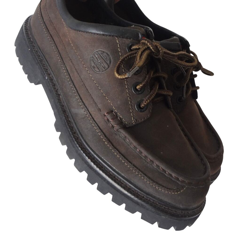 Vintage 90s Tommy Hilfiger Dark Brown Nubuck Leather Oxfords Chunky Mens 9.5